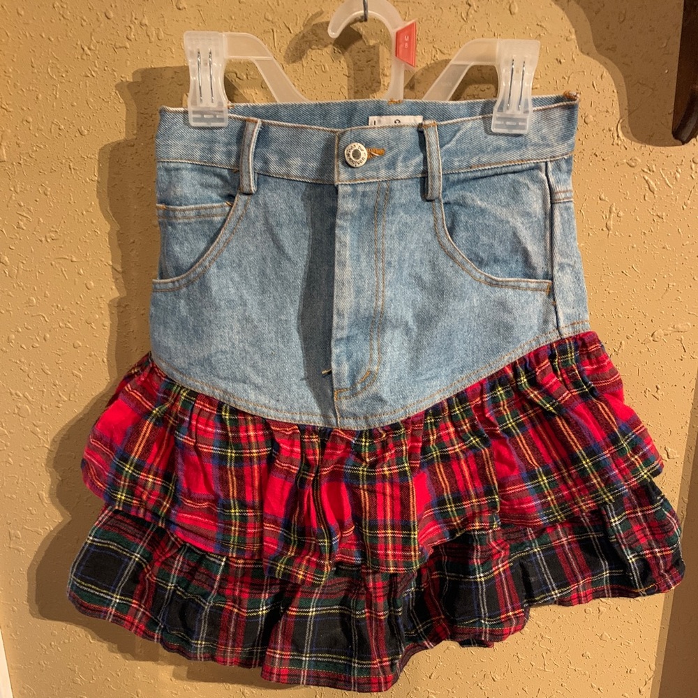 Vintage 1980s Bonjour Jean - Plaid ruffle skirt